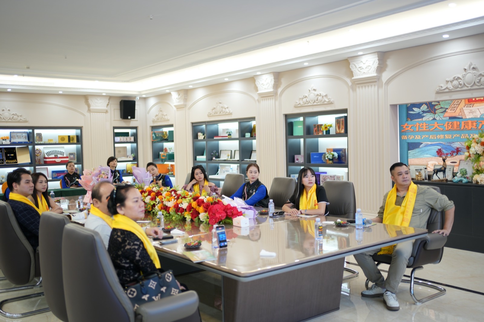 Client discussion in meeting room