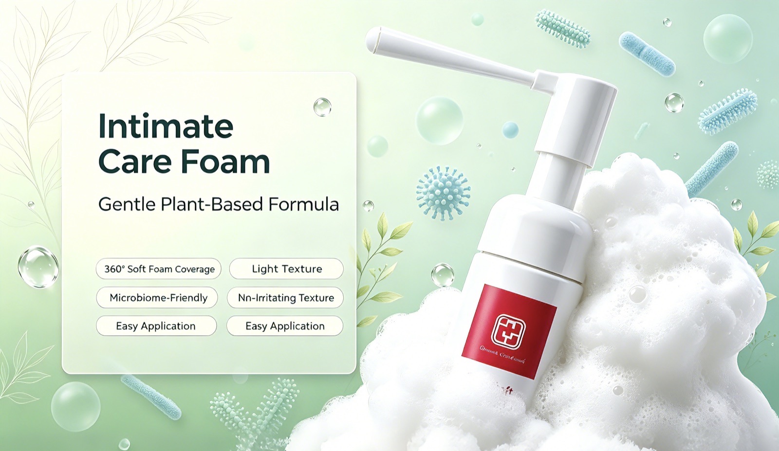Vaginal Applicator Feminine Foam OEM — self-expanding intravaginal microbiome-balancing foam