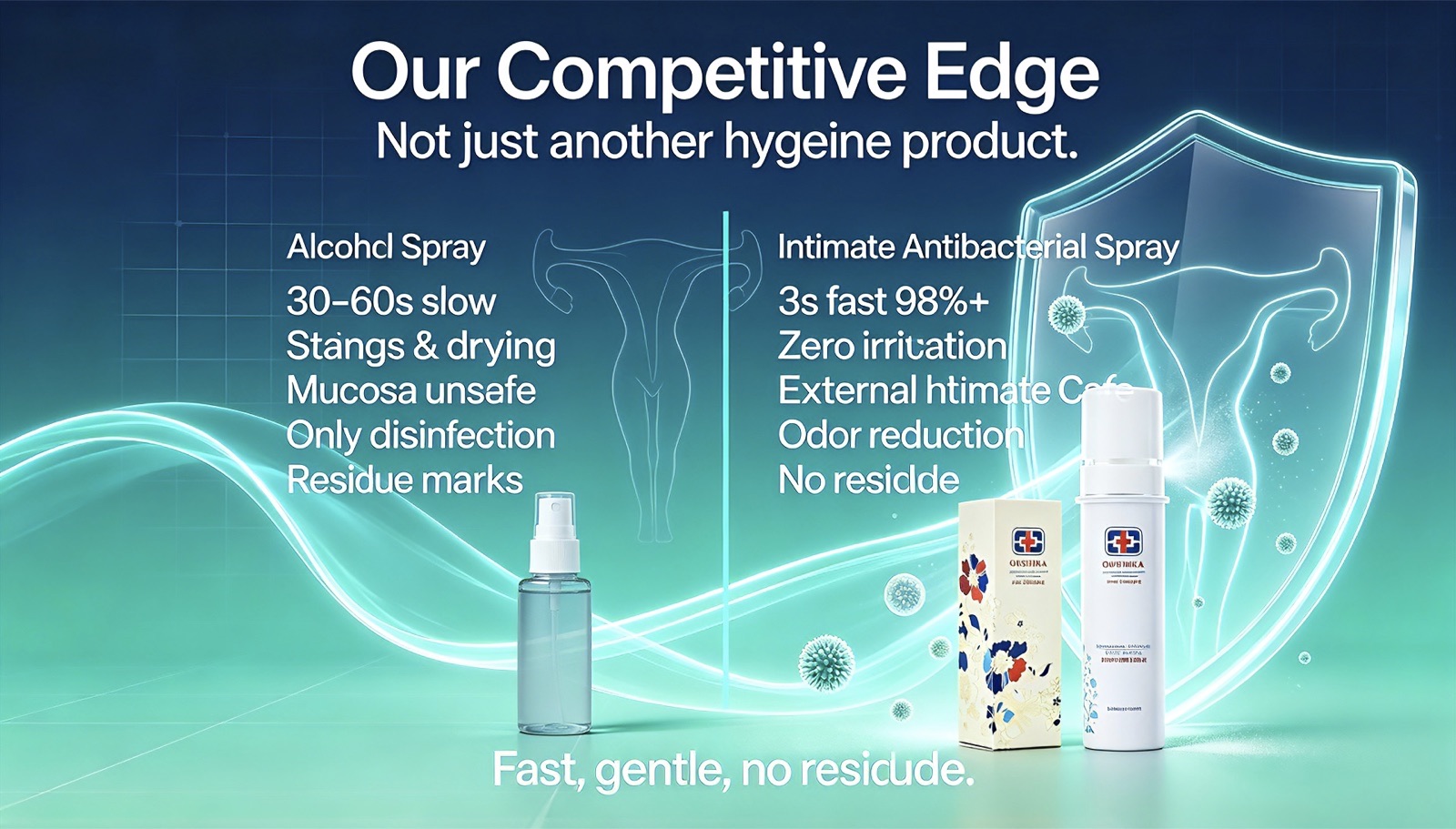 Intimate Antibacterial Spray OEM vs alcohol sanitizer comparison