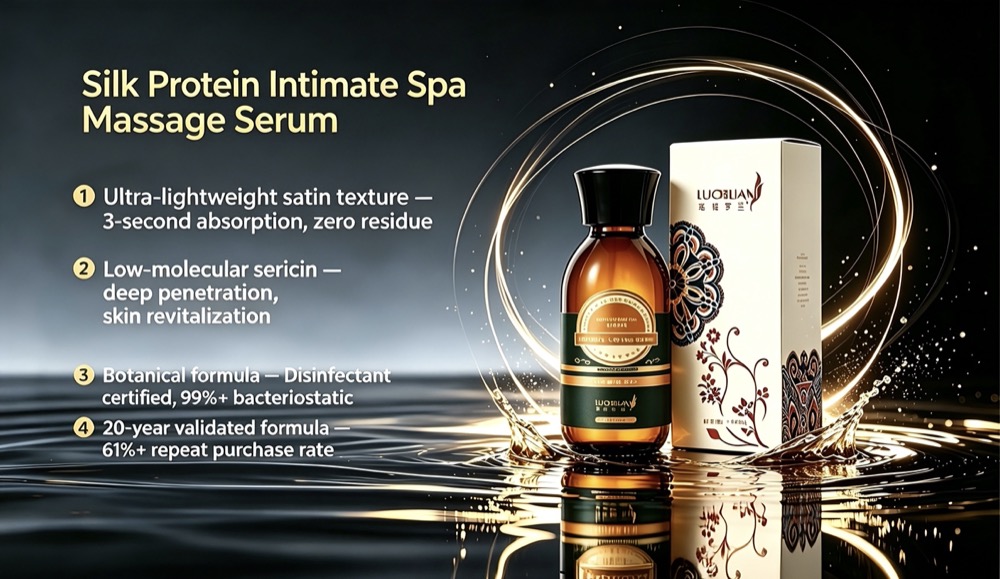 Silk Protein Intimate Spa Massage Serum OEM — low-molecular sericin for postpartum recovery & intimate care