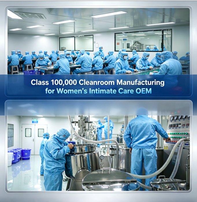 Class 100,000 cleanroom manufacturing and filling lines for intimate care OEM production